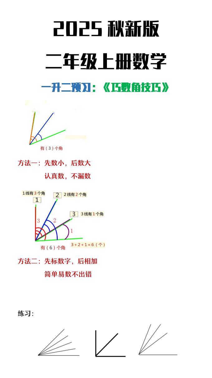 【2025秋新版】二年级上册数学巧数角的技巧 - 奥一学习网 WWW.AYW.CC