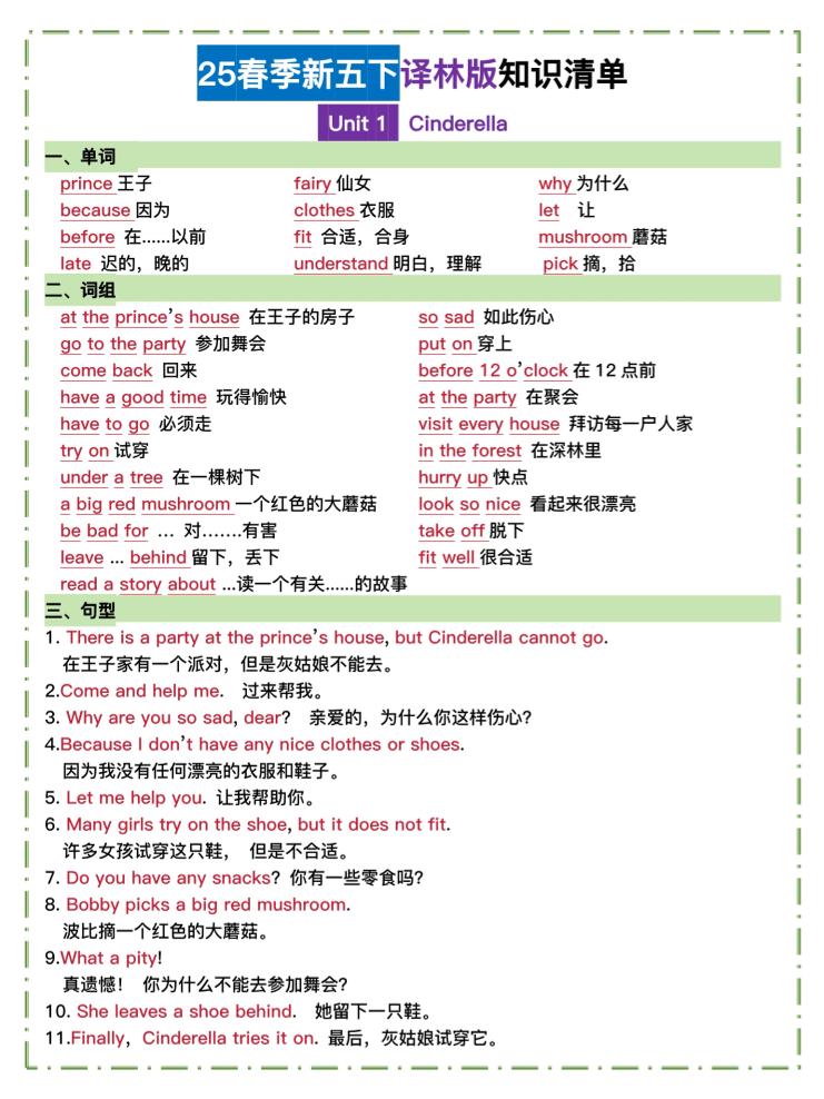 五年级下册译林英语知识清单 - 奥一学习网 WWW.AYW.CC