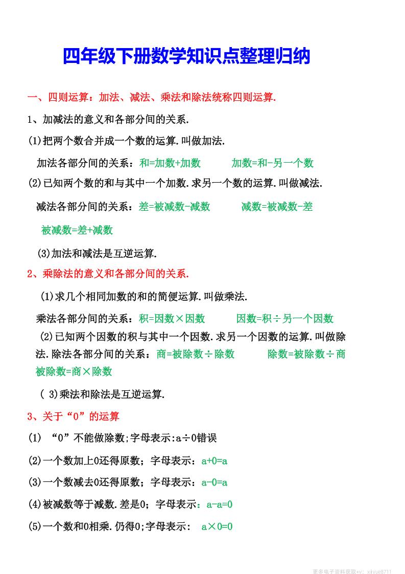 四年级下数学知识点整理归纳(4) - 奥一学习网 WWW.AYW.CC