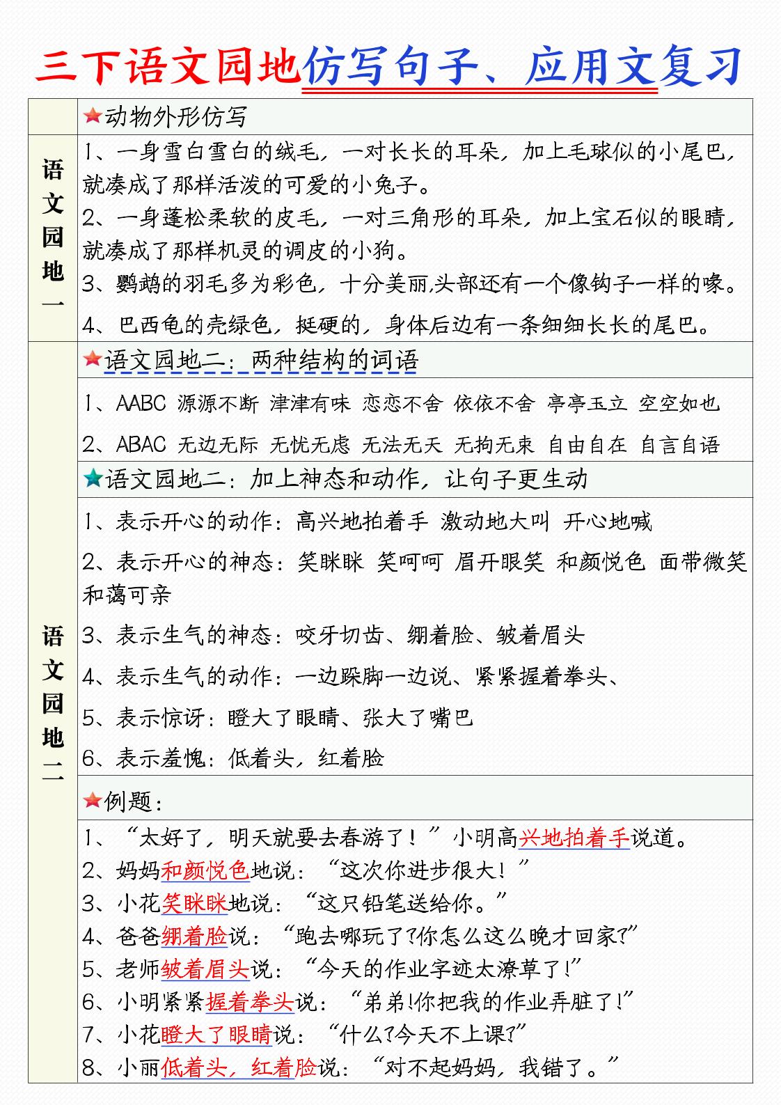 三下语文1-8单元语文园地句子仿写+应用文专练（9页） - 奥一学习网 WWW.AYW.CC
