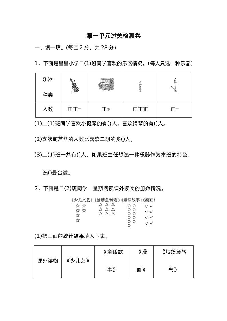 二年级下册数学人教第一单元过关检测卷 - 奥一学习网 WWW.AYW.CC