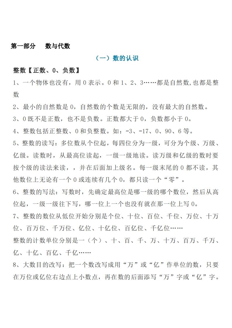 六年级下册苏教版数学知识点汇总 - 奥一学习网 WWW.AYW.CC