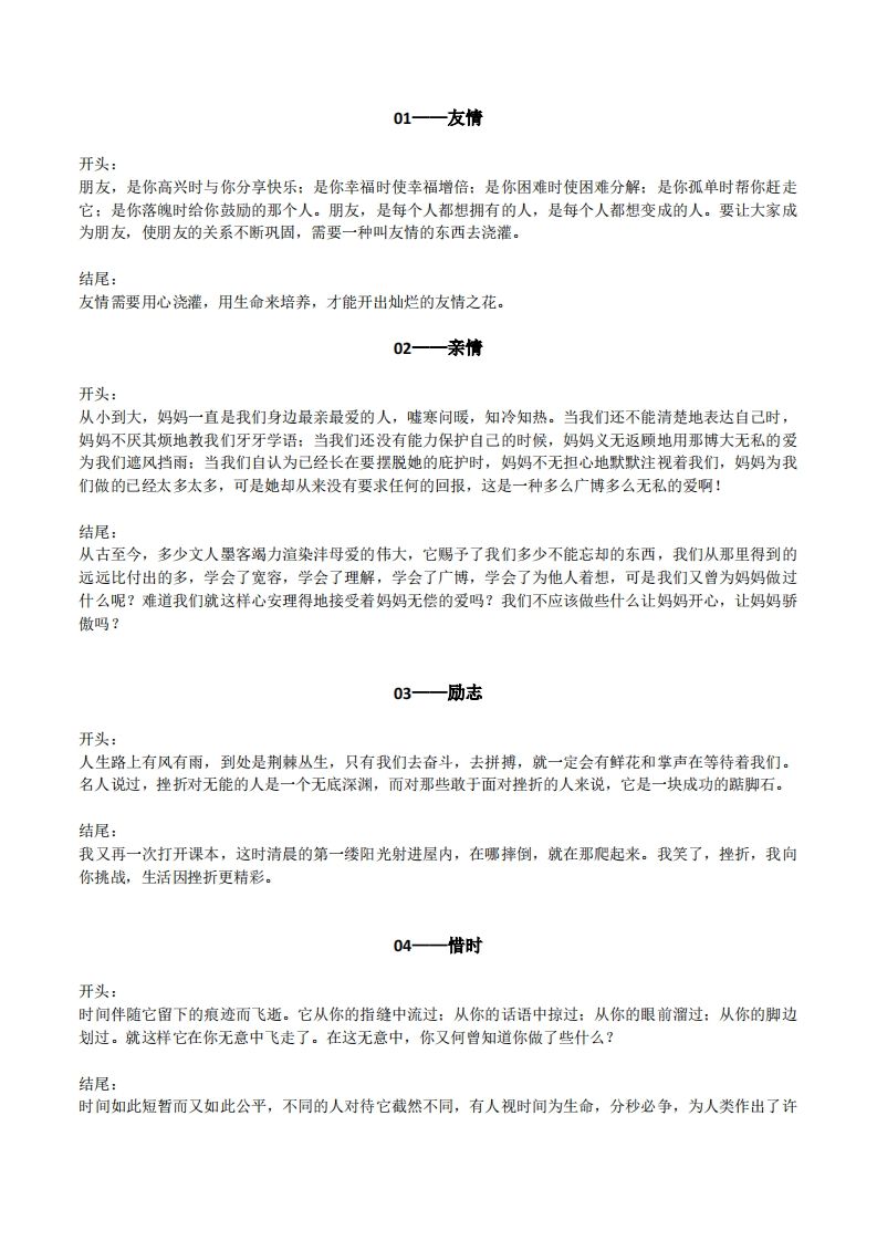 六年级下册语文【作文素材】20类作文开头+结尾的优美段落 - 奥一学习网 WWW.AYW.CC
