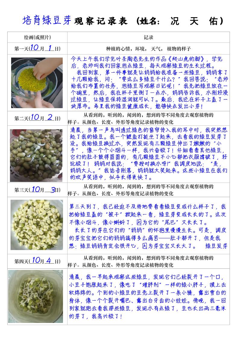 四上语文习作三：培育绿豆芽观察日记2《写观察日记》4页 - 奥一学习网 WWW.AYW.CC