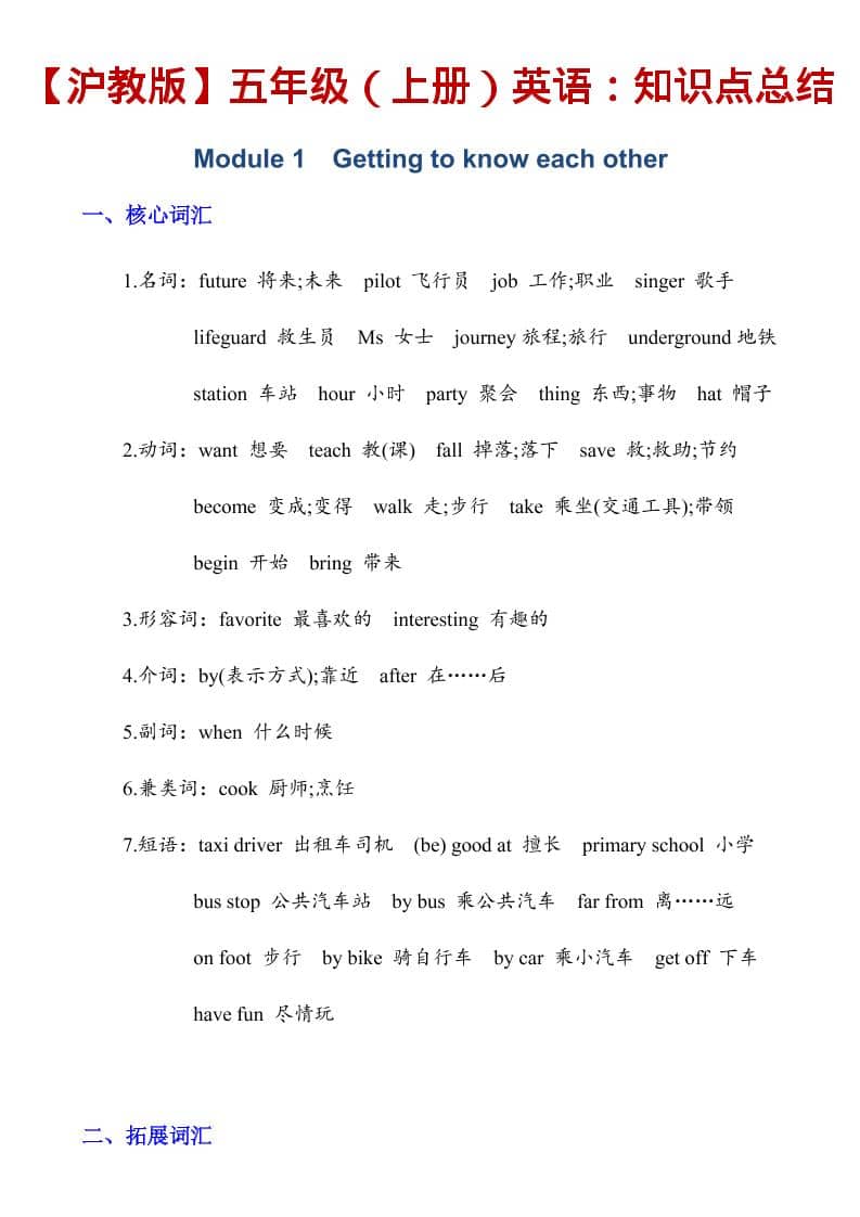 五年级上英语知识点总结《沪教版》 - 奥一学习网 WWW.AYW.CC