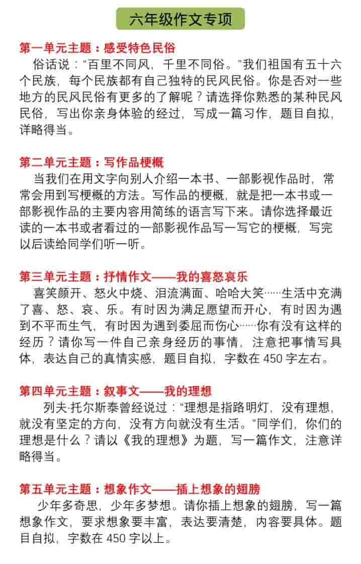 六年级下语文单元习作指导+精选范文 - 奥一学习网 WWW.AYW.CC