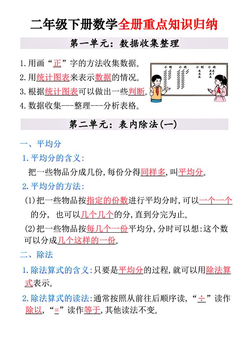 二年级下数学全册重点知识归纳 - 奥一学习网 WWW.AYW.CC